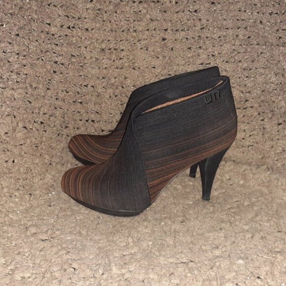 UN UNITED NUDE™ FOLD HI Booties-Black Orange Ombre Stripe-Sz 39-Excellent - Picture 2 of 7
